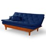 Sofa Cama Caribe Reclinável 3 Posições Base e Pés em Madeira Tecido Suede Cor Azul Marinho - 2