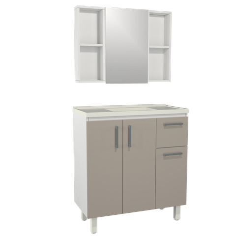 Conjunto Gabinete de Banheiro Lisboa 80cm