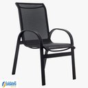 Ver imagem 1 de Cadeira Outdoor Lótus Estrutura Preta com Tela Sling Preta ou Mesclado - Datelli Design