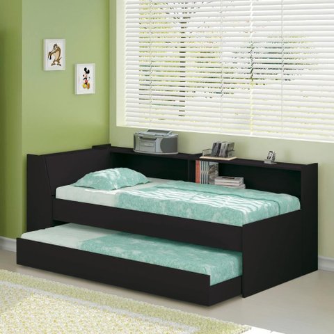 Cama Bicama Estante com Kit Luz Bb-28-29 Preto