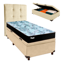 Ver imagem 1 de Cama Box Bau + Colchão Solteiro Molas Ensacadas Life Gold Paropas + Cabeceira Estofada
