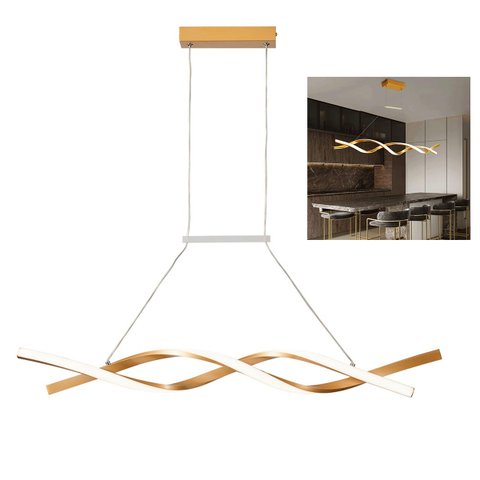 Lustre Pendente Led Aspiral Ondas Iluminaçao Ambiente Hall de Entrada Recepçao Sala de Jantar