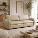 Ver imagem 1 de Sofá 3 Lugares para Sala de Estar Living Orgânico 256cm Eliot L06 Couro Bege Areia - Lyam Decor