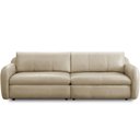 Ver imagem 2 de Sofá 3 Lugares para Sala de Estar Living Orgânico 256cm Eliot L06 Couro Bege Areia - Lyam Decor