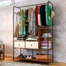 Arara Cabideiro Closet Aberto Sevilha Industrial 2 Gavetas:Preto/Canela/Off White - 1