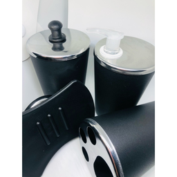 Kit Banheiro Aço Inox Lavabo Decorado 4 Peças Saboneteira:Preto - 5