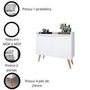 Ver imagem 5 de Aparador Buffet Merlin - 2 Portas com Pés Retrô em Mdf-mdp Branco - Movelove Branco