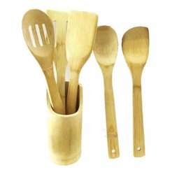 Jogo de talheres Conjunto Para Cozinhar De Bambu 6 Peças - 1