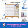 Quarto Bebê Completo Berço Americano Marquesa 3 em 1 Guarda Roupa 4 Portas Cômoda Bolinha 100% Mdf - 6