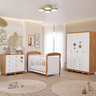 Quarto Bebê Completo Berço Americano Marquesa 3 em 1 Guarda Roupa 4 Portas Cômoda Bolinha 100% Mdf - 1