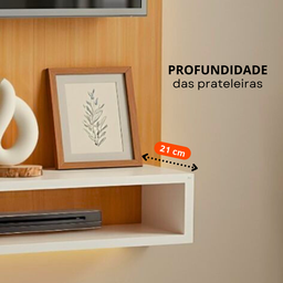 Painel de Tv até 32 Polegadas Moderno com Prateleiras Off White Porta Objetos Sala Estar Quarto Home - 6