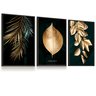 Quadro Vidro Folhas Folhas Palmeiras Douradas Kit 3 Folhagens Sala Quarto - 8