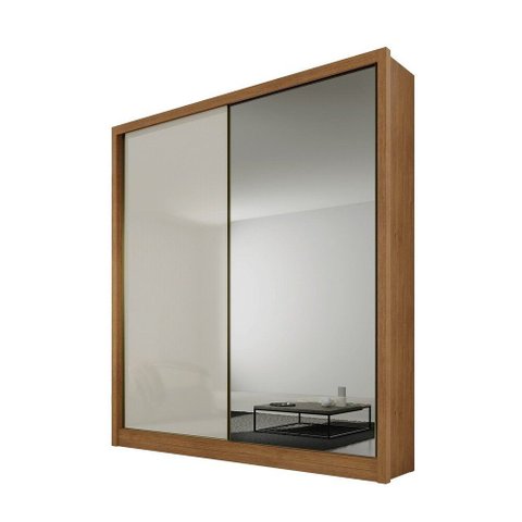 Guarda Roupa Virtus 2 Portas 3 Gavetas com Espelho Novo Horizonte Cumaru/Fendi