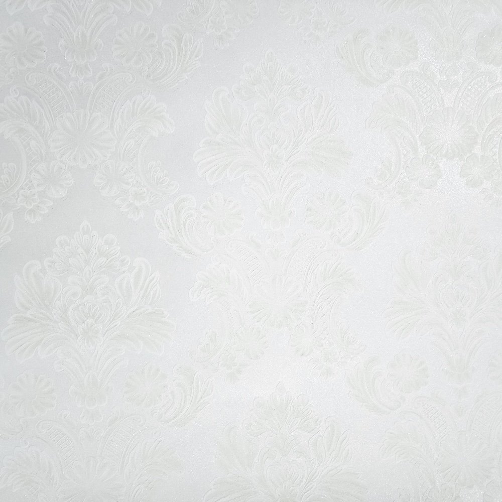 Papel de Parede Arabesco Coleção Grace 3 Branco/bege com Brilho Texturizado