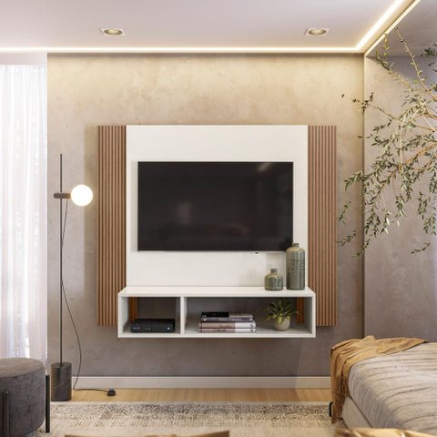 Painel Demadero P/tv de até 40 - Off White/natural
