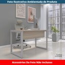 Ver imagem 2 de Mesa Escritório P25 Tub Pandin 120 Cm (larg) Tampo Mdp Nogueira Casablanca Pé Aço Tubular Cinza