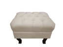 Ver imagem 3 de Kit Poltrona Decorativa Julia + Puff Luis Xv Couro Bege Pés Madeira Ms Decor
