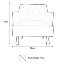 Ver imagem 2 de Kit Poltrona Decorativa Julia + Puff Luis Xv Couro Bege Pés Madeira Ms Decor