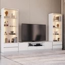 Ver imagem 1 de Estante para TV e Home Theater até 84 Polegadas com LED 100% MDF 340CMX200CM 2 Cristaleiras Liz Yescasa