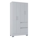Ver imagem 7 de Guarda Roupa Solteiro 4 Portas 2 gavetas BrancoMDP Nápoles Poquema Móveis