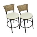 Ver imagem 2 de Kit 2 Banquetas Baixa de Cozinha Encosto Junco