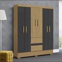 Ver imagem 1 de Guarda Roupa Casal 6 Portas 2 Gavetas com Pés Coimbra Aramóveis Grafite Cod: 501.059