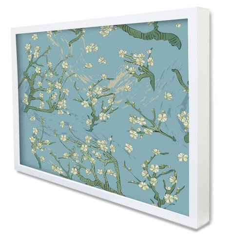 Quadro Decorativo Amendoeira em Flor Van Gogh em Moldura Caixa Tacolado Moldura Caixa Alta 4,5cm Bra