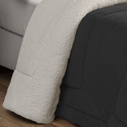 Coberdrom Mirage Casal Sherpa e Manta Toque Lã de Carneiro 1 Peça - Preto - 2