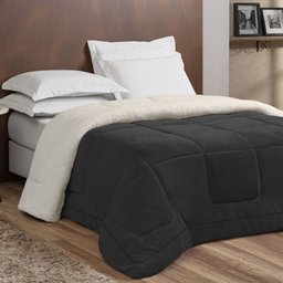 Coberdrom Mirage Casal Sherpa e Manta Toque Lã de Carneiro 1 Peça - Preto - 1
