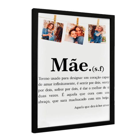 Quadro Personalizado com Foto Mãe em Moldura Caixa Tacolado Papel de Parede 30 X 40cm Moldura Trad 1