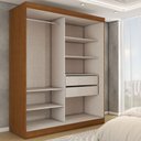 Ver imagem 6 de Guarda-roupa Casal Real 2 Portas 2 Gavetas com Espelho 100% Mdf Flex Cinamomo/off White - Panorama M