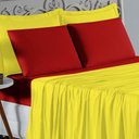 Ver imagem 3 de Jogo de Cama Casal Viúva Nobre 4 Peças Malha 100% Algodão - Amarelo / Vermelho