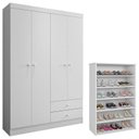 Ver imagem 1 de Guarda Roupa Louise e Sapateira Laís Branco Brilho - Ajl