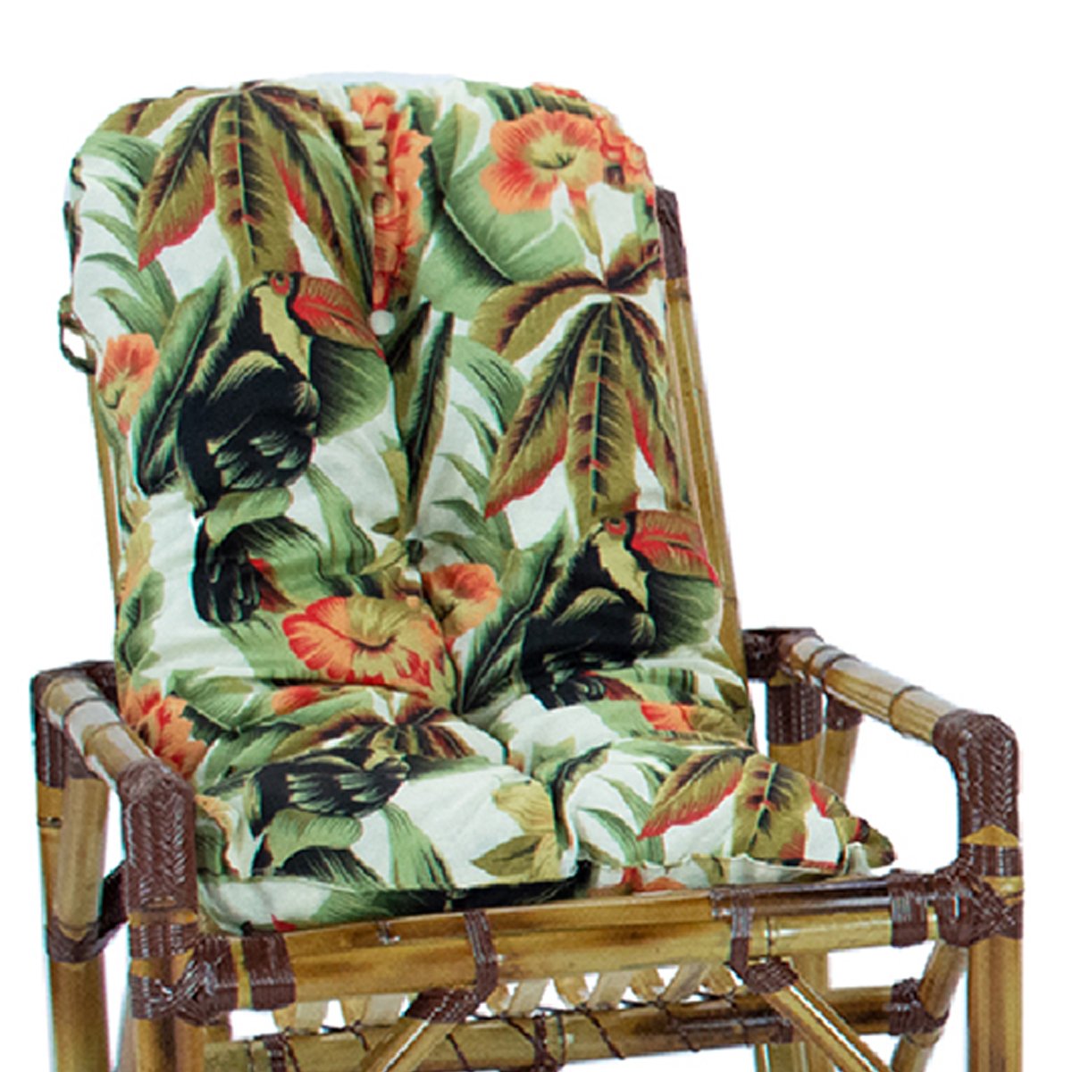 2 Cadeiras de Bambu + 1 Mesa de Centro Área Interna e Externa - Floral T12 - 2