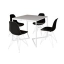 Ver imagem 6 de Mesa Industrial Quadrada Jantar Branca 90Cm Base V Com 4 Cadeiras Pretas Ferro Branco Cor: Branco