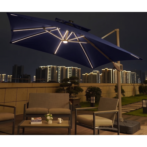 Ombrelone Moonlight LED 3x3m com Base - Azul