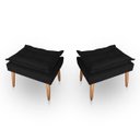 Ver imagem 1 de Kit 02 Puff para Sala e Quarto Madeira Decorativo Opala Suede Preto