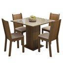 Ver imagem 3 de Conjunto Sala de Jantar Mesa Tampo de Vidro 4 Cadeiras Rustic/crema/sintético Bege Perla Madesa