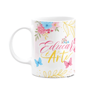 Ver imagem 1 de Caneca Floral Professor - Educar É Arte - Branca