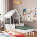 Ver imagem 1 de Cama Infantil Montessoriana Casinha de Chão com Proteção Completa Móveis