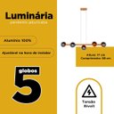 Ver imagem 4 de Pendente Luminaria Lustre de Teto Jabuticaba 5 Globos Vidro Decoração Iluminação Casa Sala Cozinha