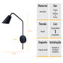 Ver imagem 7 de Arandela New City Articulada 180º - Preta