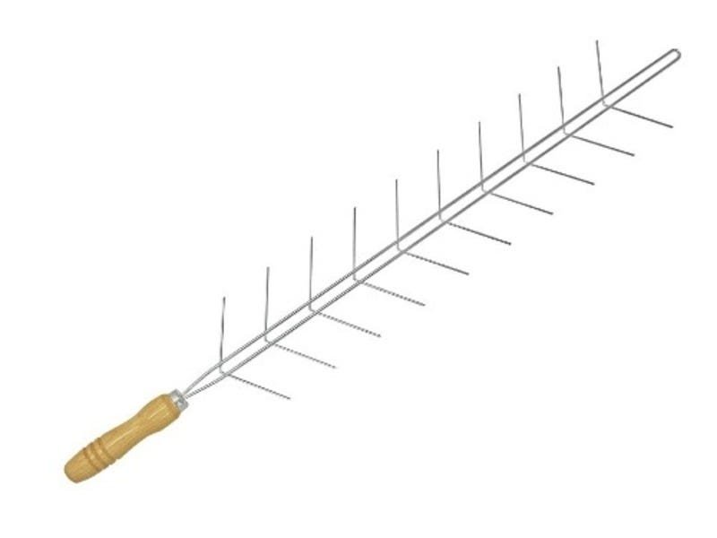 Espeto Simples 85cm Mor Churrasco Aço Cromado Cabo Madeira 