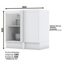Ver imagem 3 de Balcão Canto Reto 1 Porta Americana Branco com Tampo Calcare - Móveis Henn