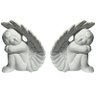 Estátua Escultura Anjo Decorativo Cerâmica 14 cm Branco - D'Rossi - 1