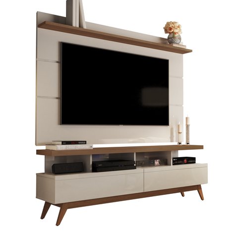 Rack com Painel de TV Vivare Wood 1,60 Giga Móveis:OffWhite/Freijó