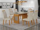Ver imagem 1 de Conjunto Sala de Jantar Lara 1,80m com 6 Cadeiras Clara Plus Cinamomo/Off White/Joli Palha