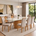 Ver imagem 1 de Conjunto Sala de Jantar 8 Lugares Retangular Tampo Vidro/MDF 200x90cm Mesa Diana e Cadeiras Carol