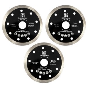 Elite - Kit 3 Discos de Corte Diamantado 110mm Contínuo Liso Samurai