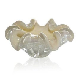 Centro De Mesa Murano Cristal Sao Marcos Branco Perola - 1 Centro De Mesa Murano Cristal Sao Marcos Branco Perola - 1